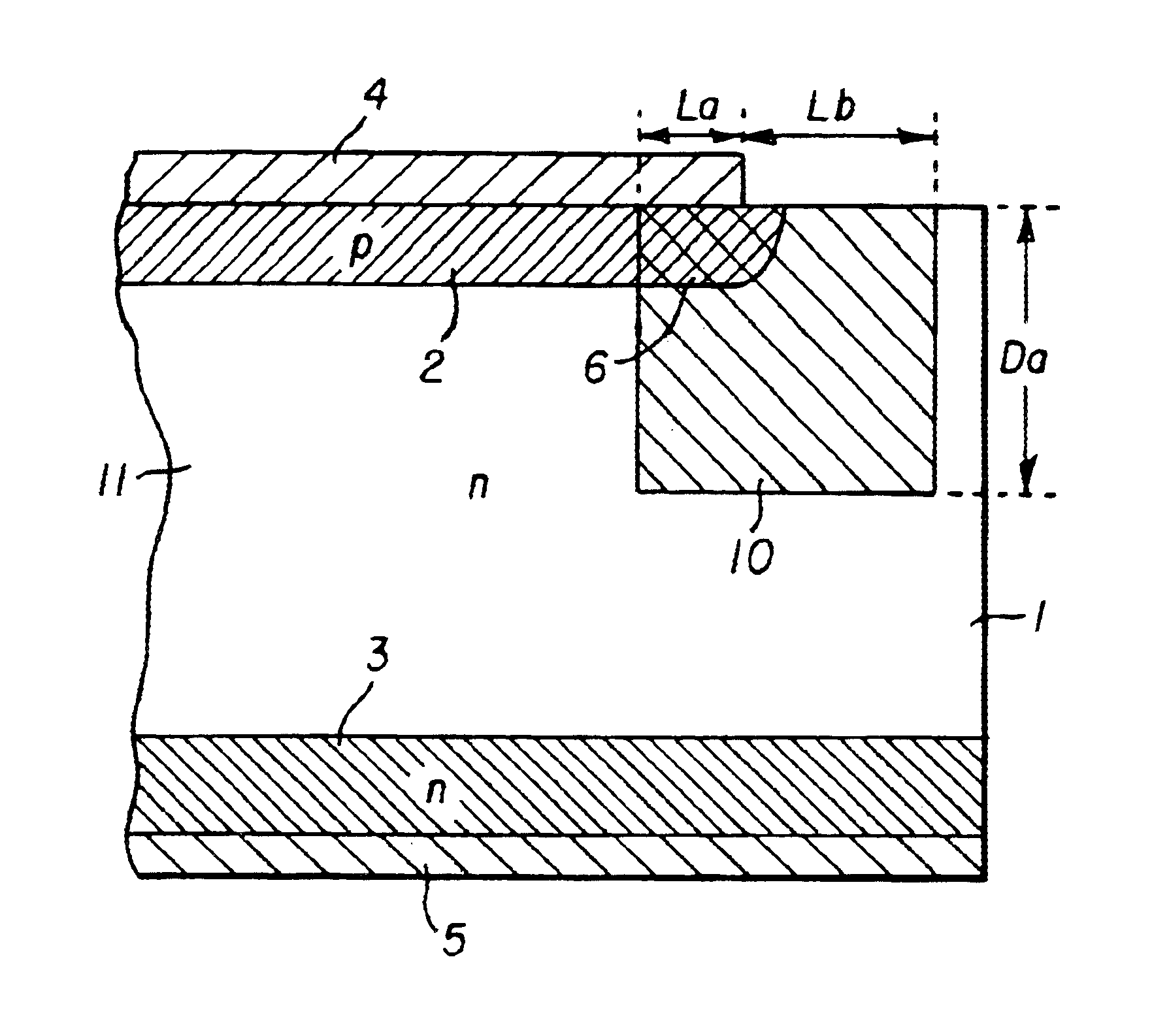 Semiconductor device having an electrode overlaps a short carrier lifetime region