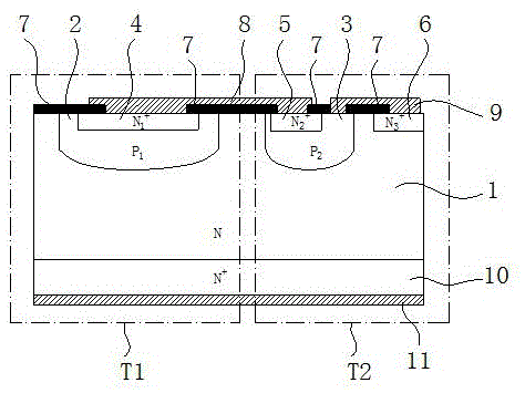 One-way low-voltage TVS device and manufacturing method thereof