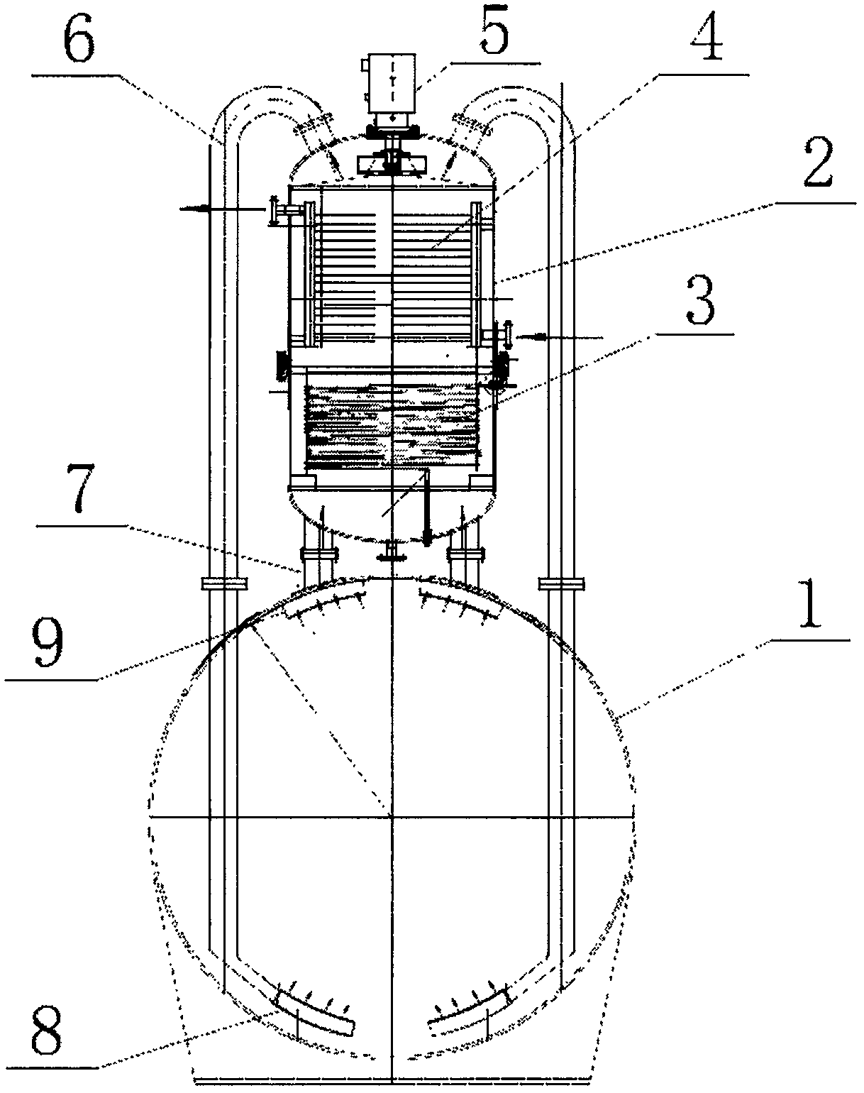 Longitudinal-circulation autoclave provided with external thermal-cold cycling device