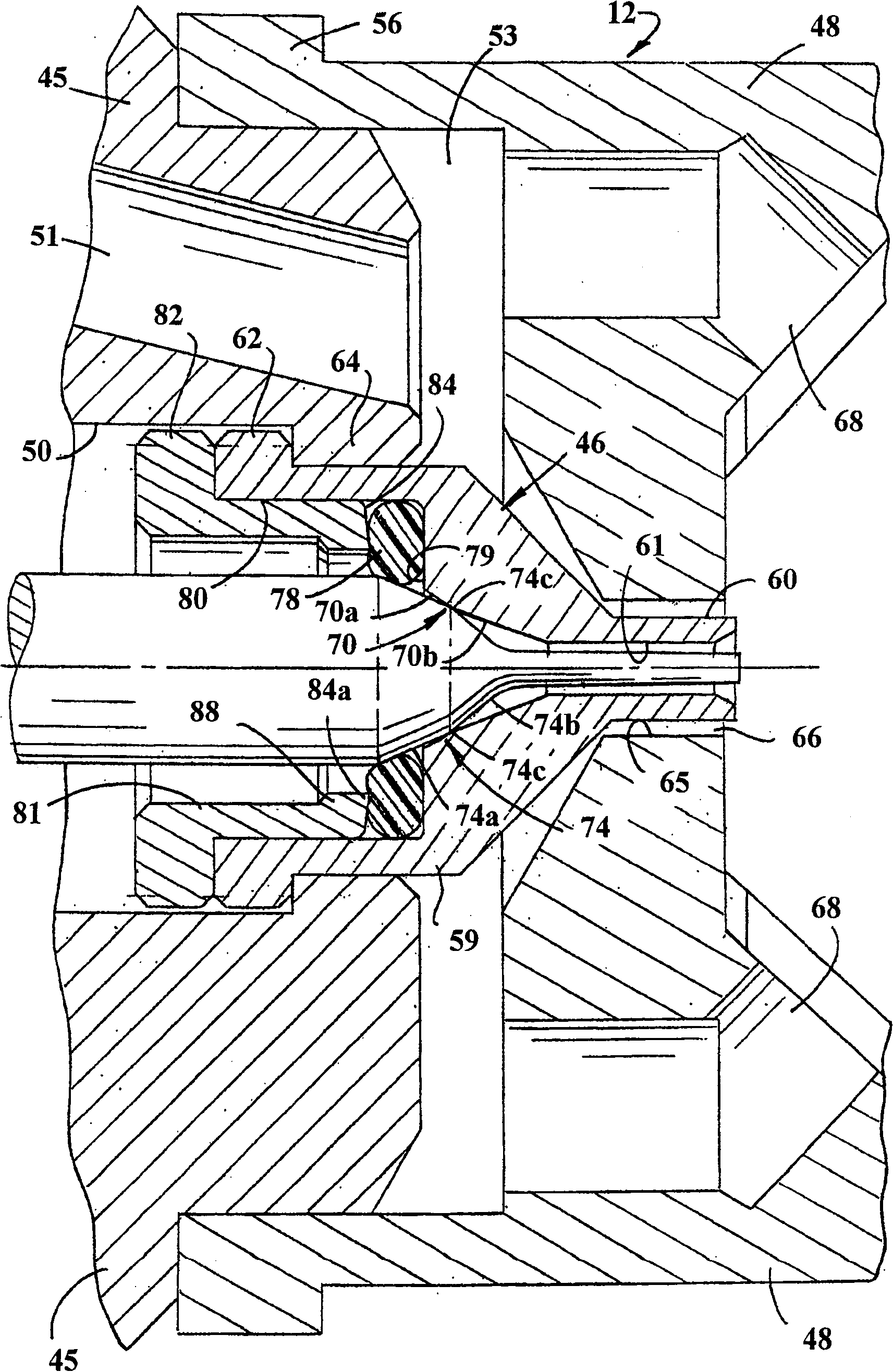 Spray gun with improved needle type cut-off valve sealing device