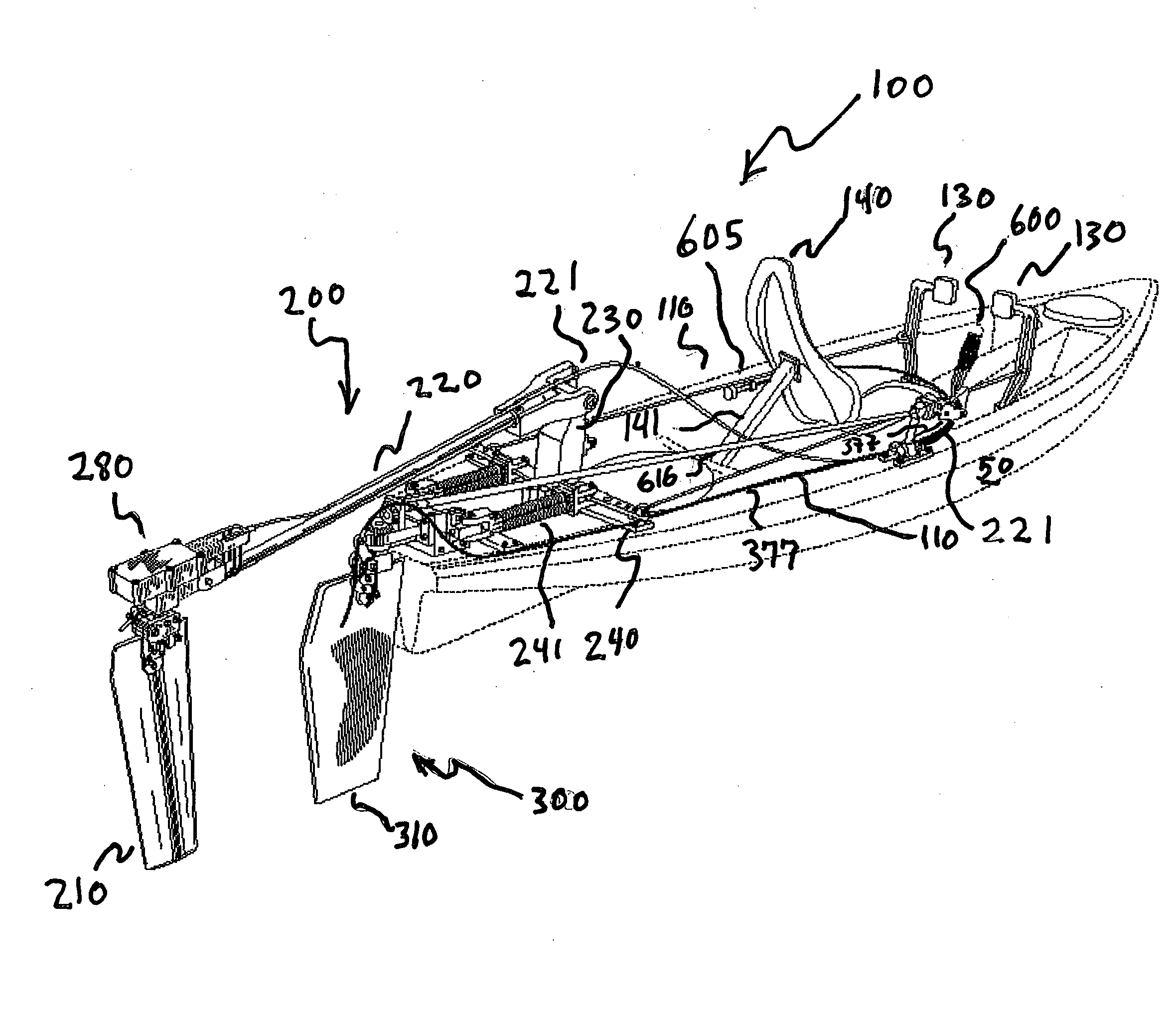 Vessel propelled by oscillating fin with control mechanisms