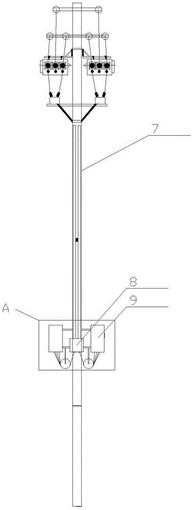 An automatic switch on a power distribution pole and its installation method