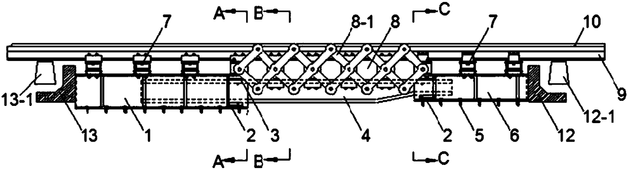 Integral beam-end retractable device suitable for super-long-span railway steel bridge