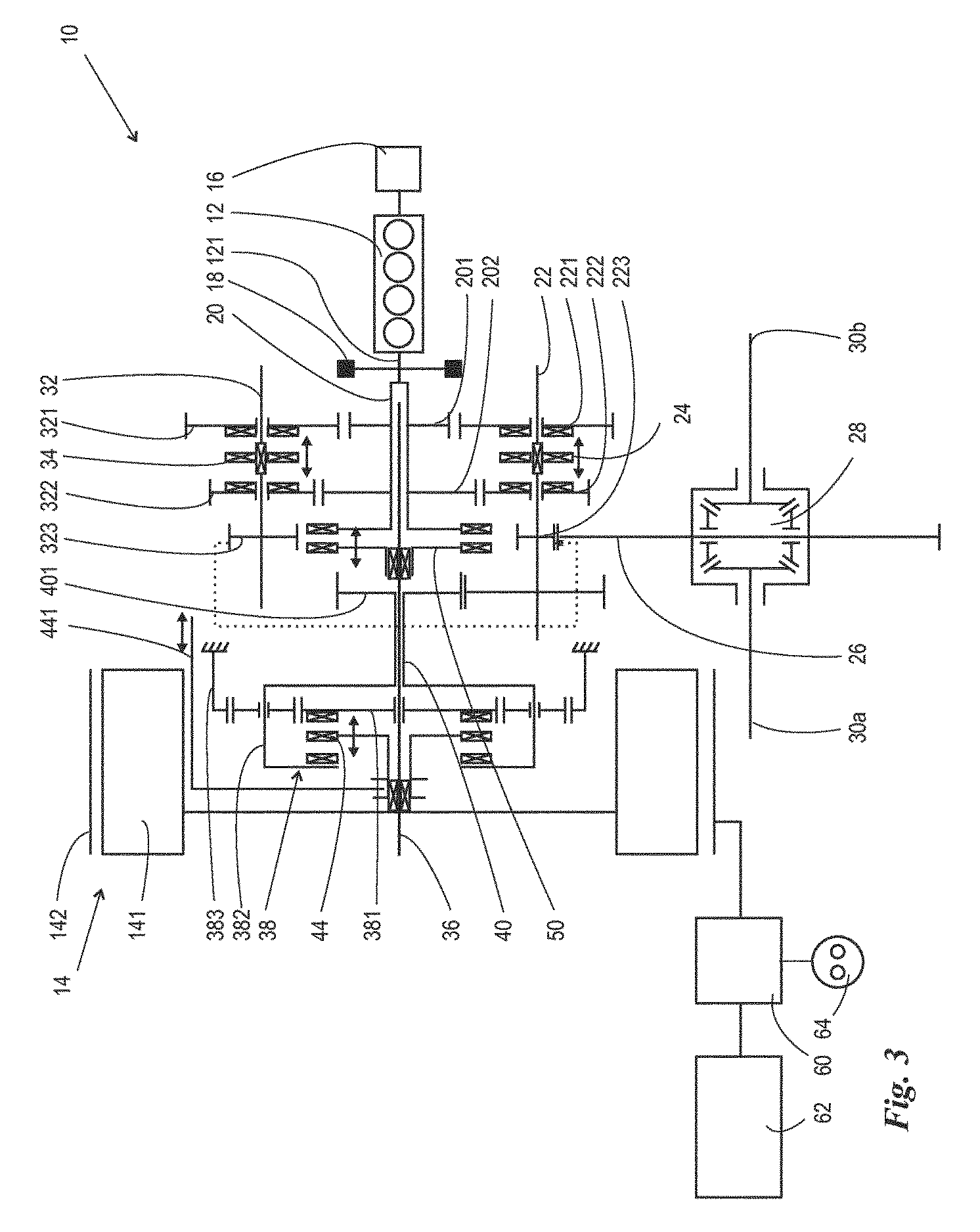 Hybrid powertrain for a motor vehicle, hybrid vehicle, and use thereof