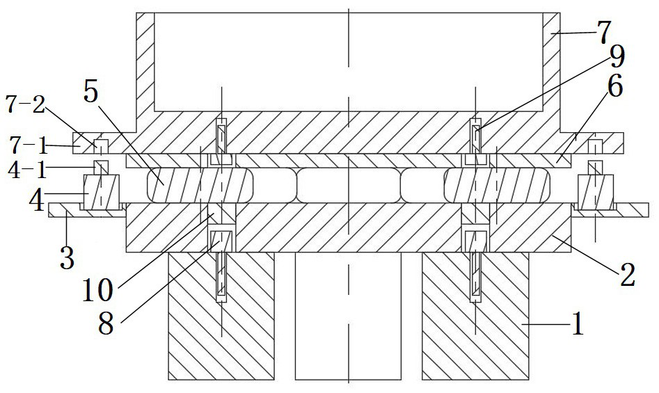 Multi-bag gas-liquid linkage vibration reduction device of large coal mill base and using method of multi-bag gas-liquid linkage vibration reduction device