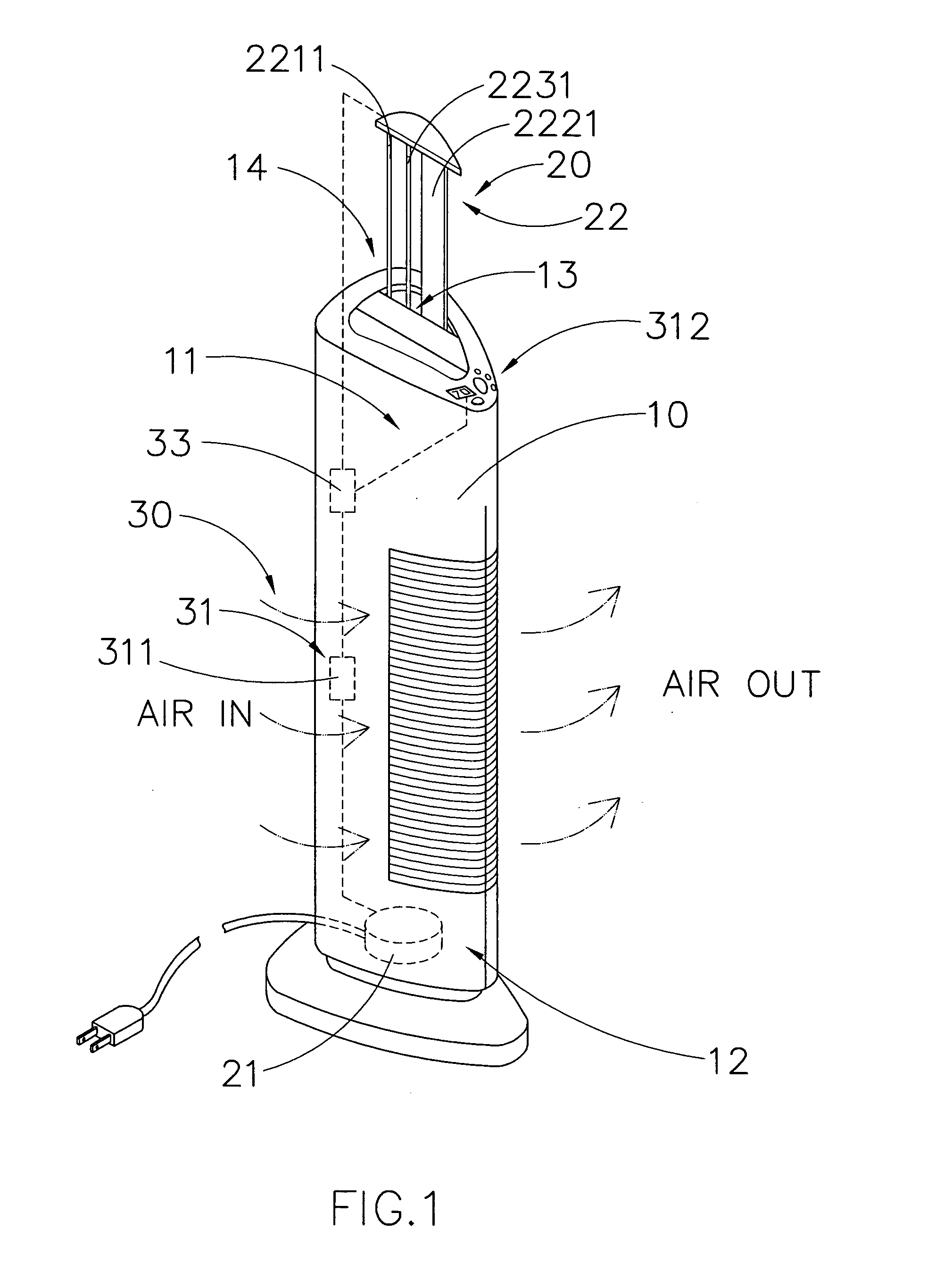 Air purifier with ozone reduction arrangement
