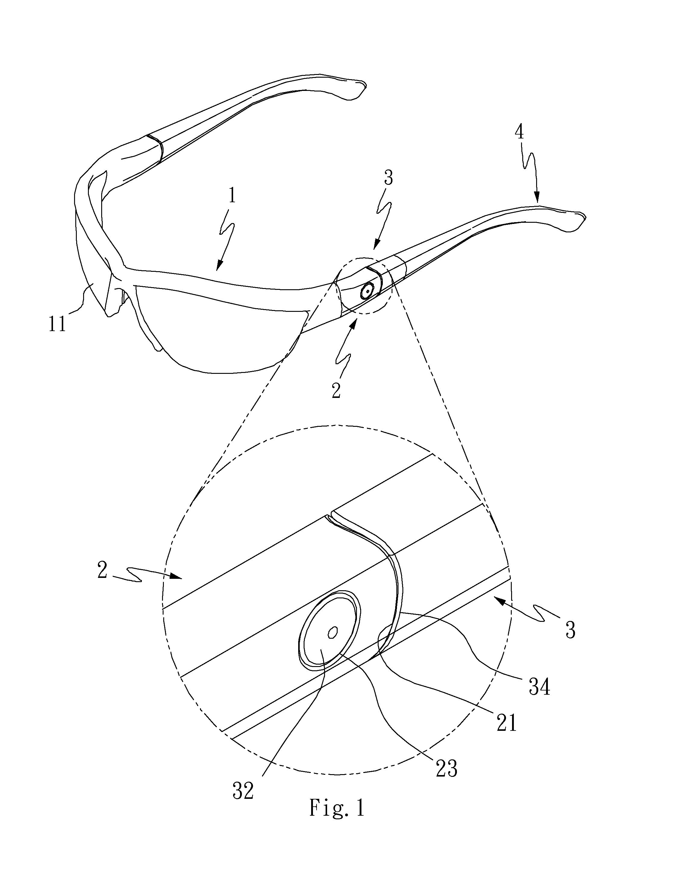 Eyeglasses leg mount structure