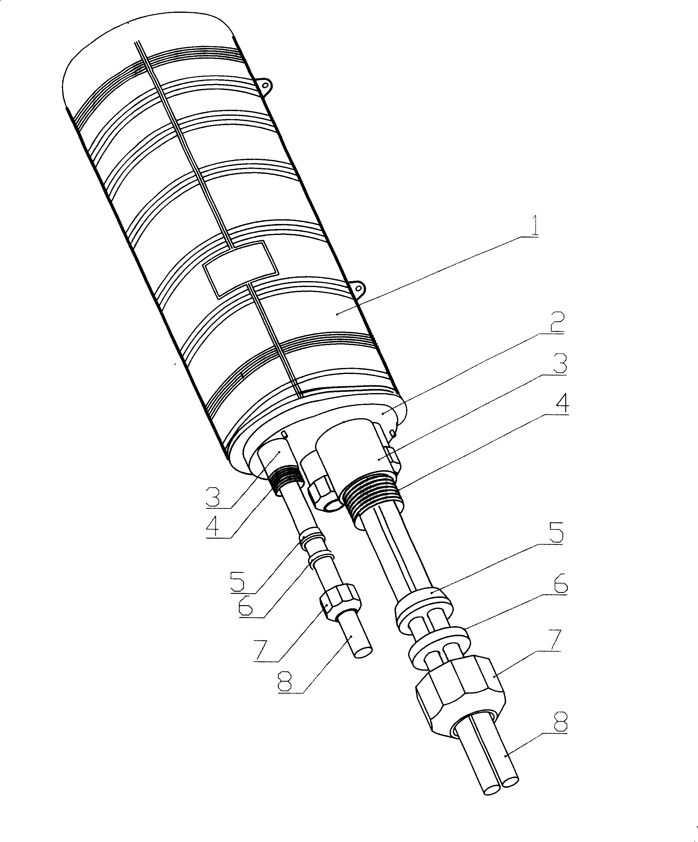 Joint box sealing device adopting screw cap rotating impacted sealing ring automatic enclasping optical fibre cable