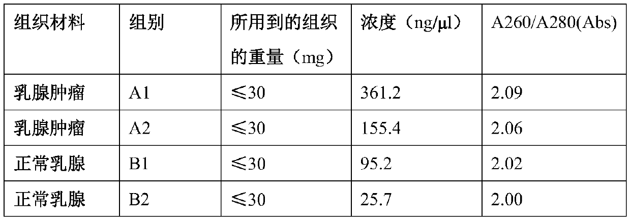 Method for extracting mammary tissue RNA