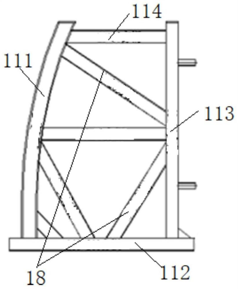 Large-load column-free arc-shaped top plate formwork and construction method thereof