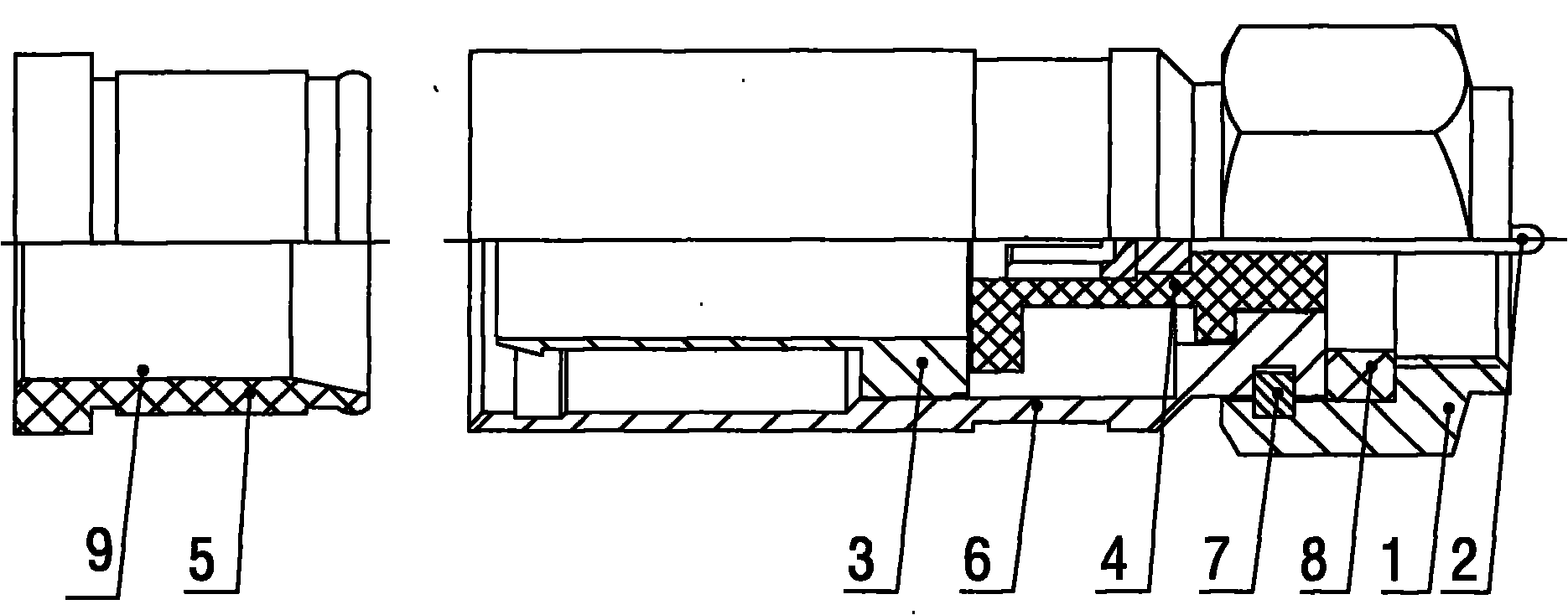 Squeezing-type cable connector with pin