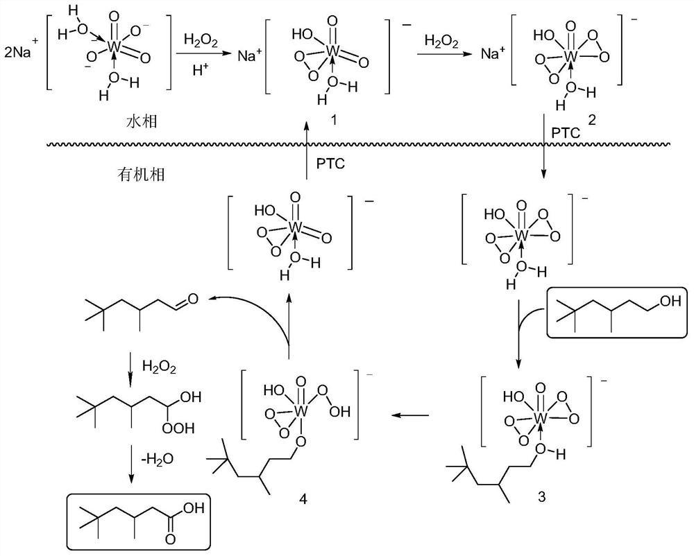 Method for preparing isononanoic acid from isononyl alcohol through green oxidation
