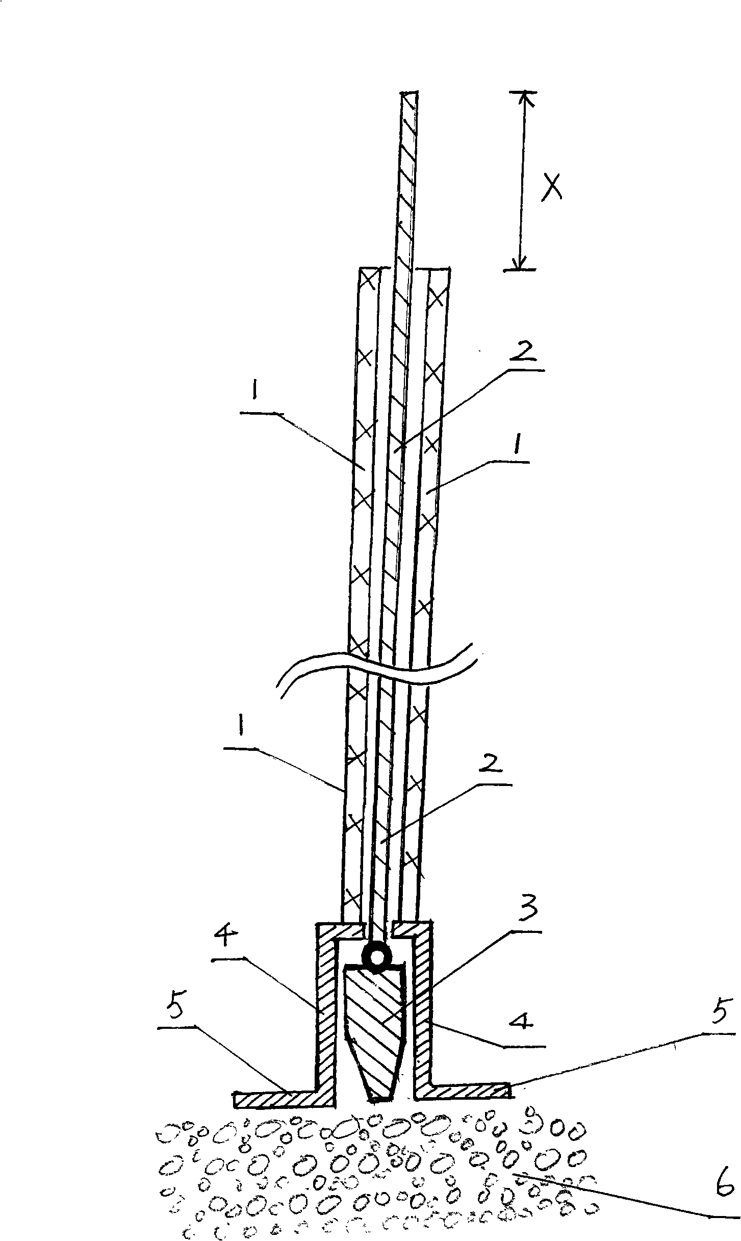 Tools and method for measuring thickness of drill pile hole bottom grain stillage