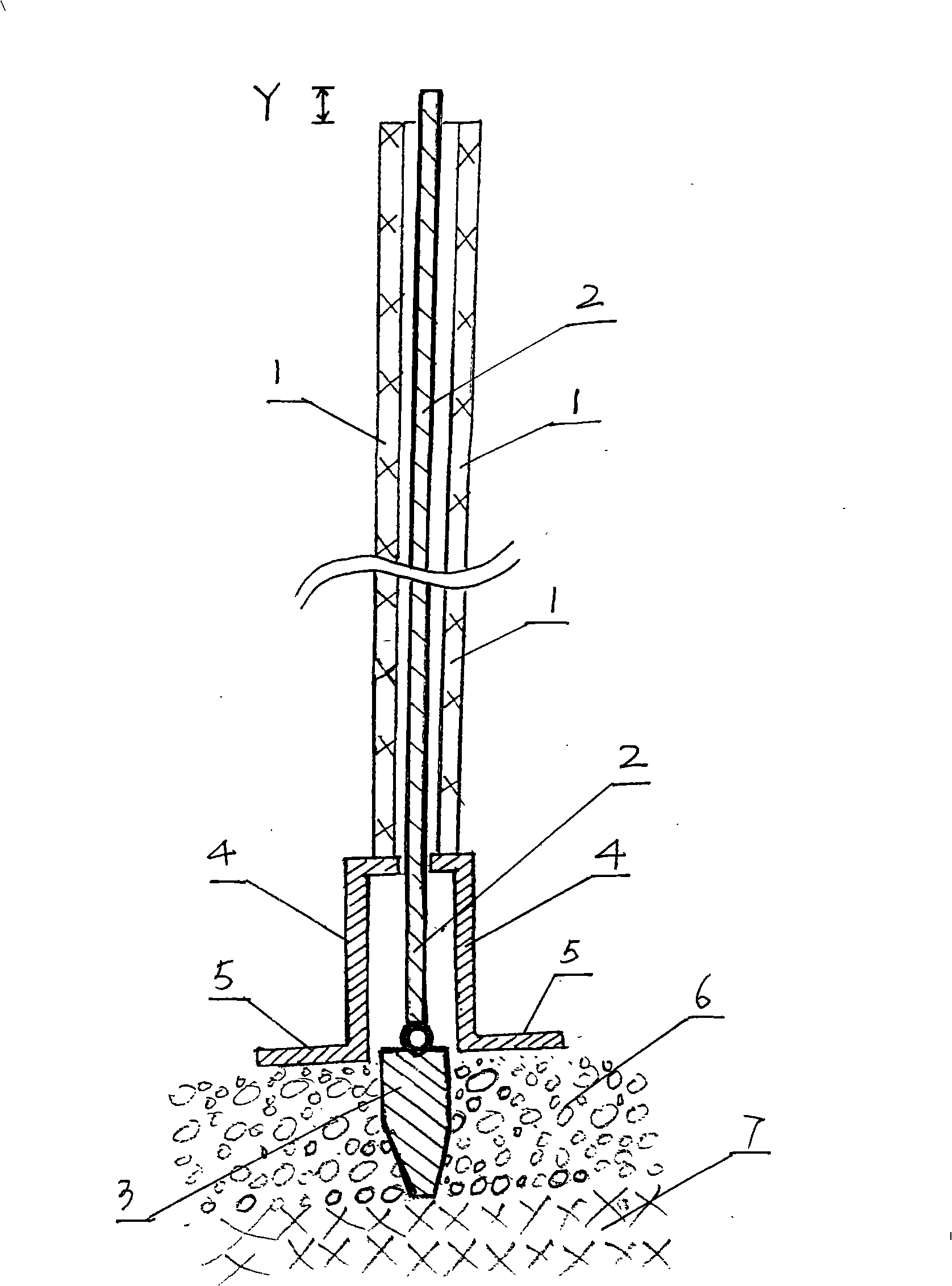Tools and method for measuring thickness of drill pile hole bottom grain stillage