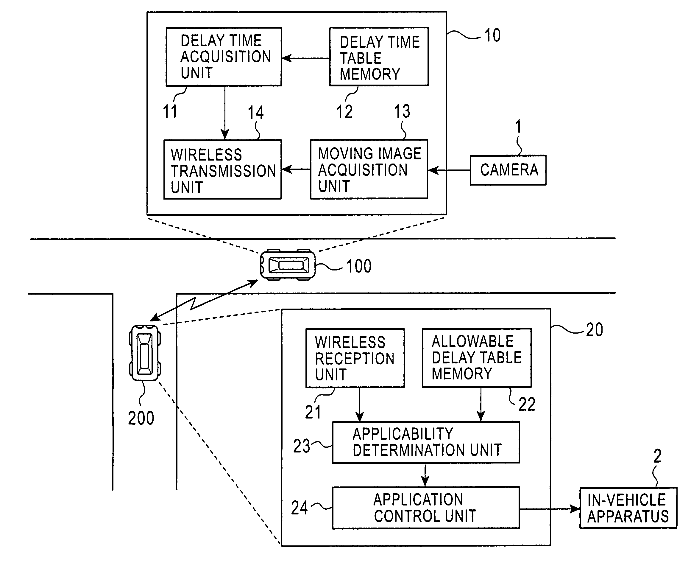 Vehicle-to-vehicle communication apparatus, vehicle-to-vehicle communication system, and method of determining applicability of moving image information to an application program