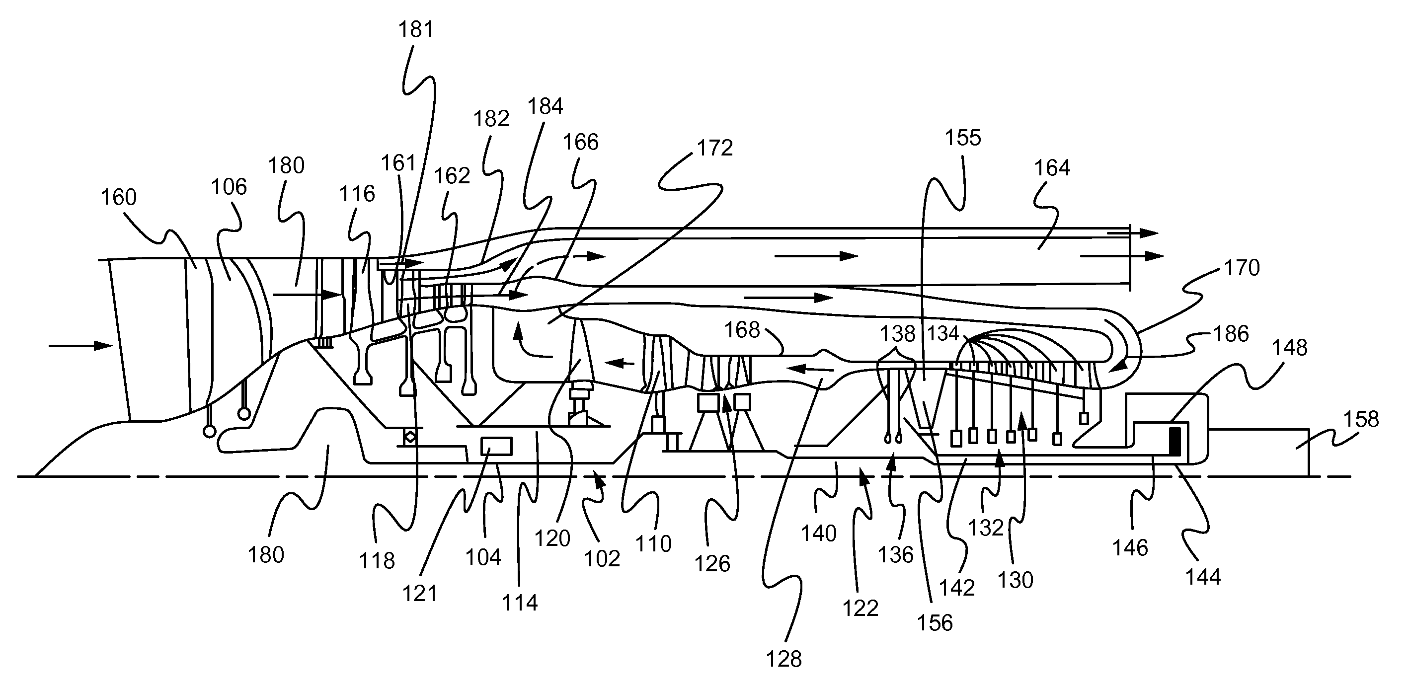 Gas turbine engine with variable overall pressure ratio