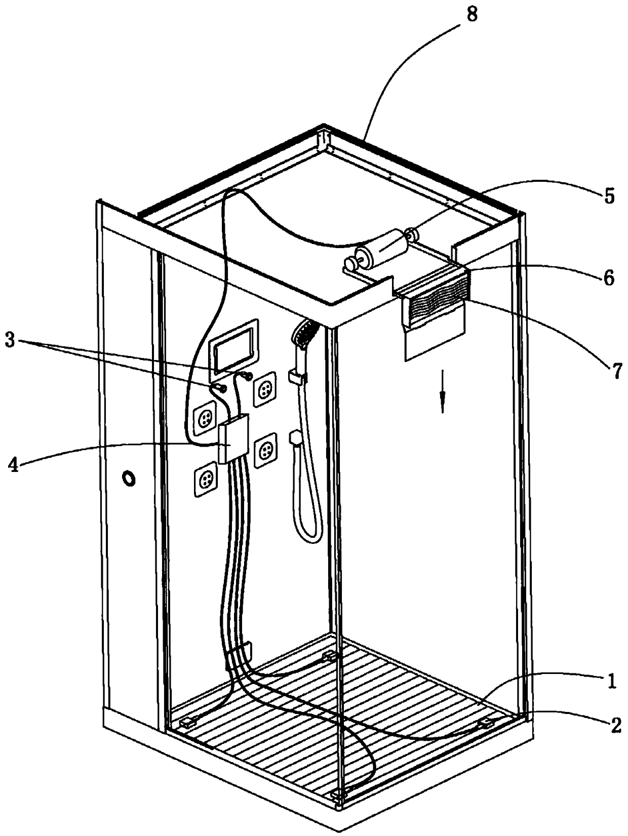 Falling-down alarm system and method for shower room