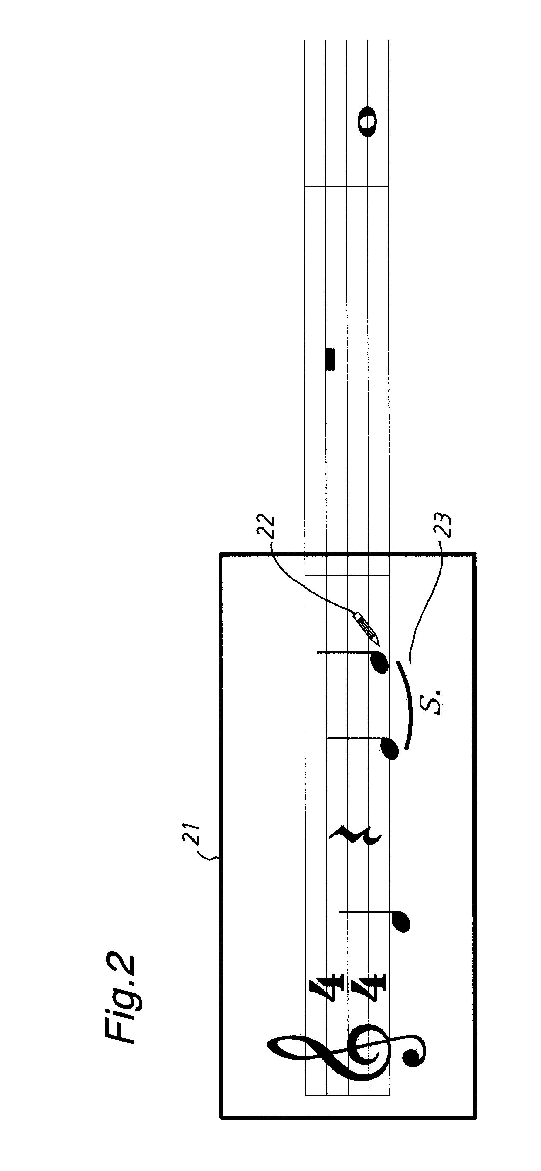 Music score display apparatus with controlled exhibit of connective sign