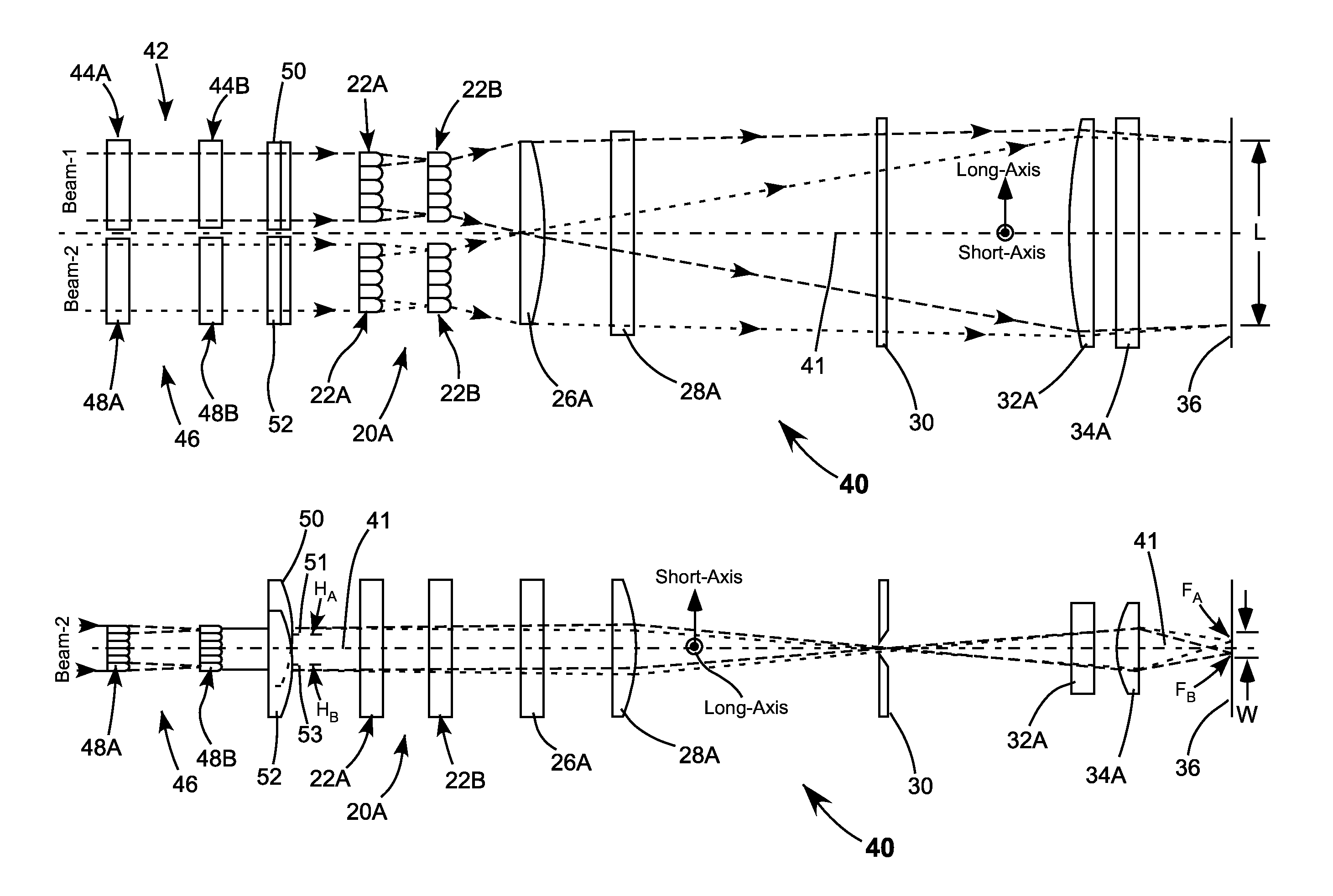 Excimer laser apparatus projecting a beam with a selectively variable short-axis beam profile