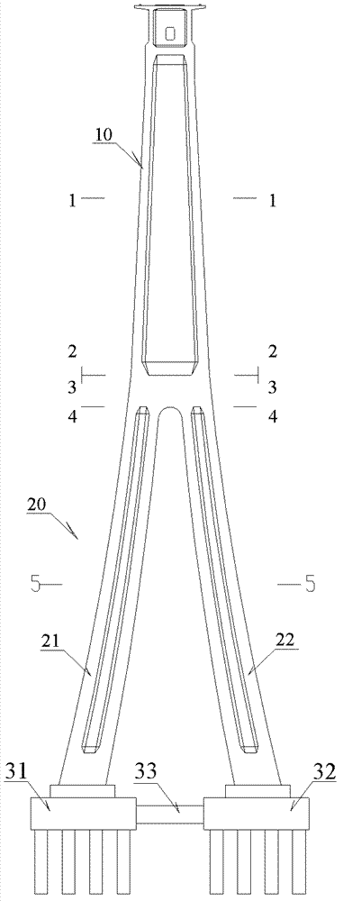 Inverted Y-shaped superhigh hollow pier for large-span long continuous structural bridge