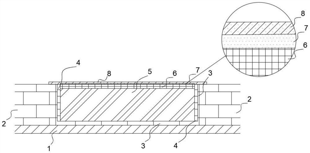 Steel bridge deck pavement pit slot disease repairing structure and reparing method