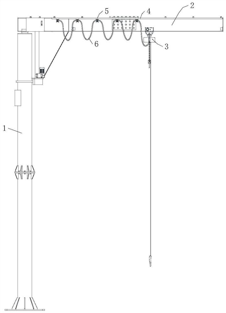 Cable towing equipment and cable towing method for electric hoist