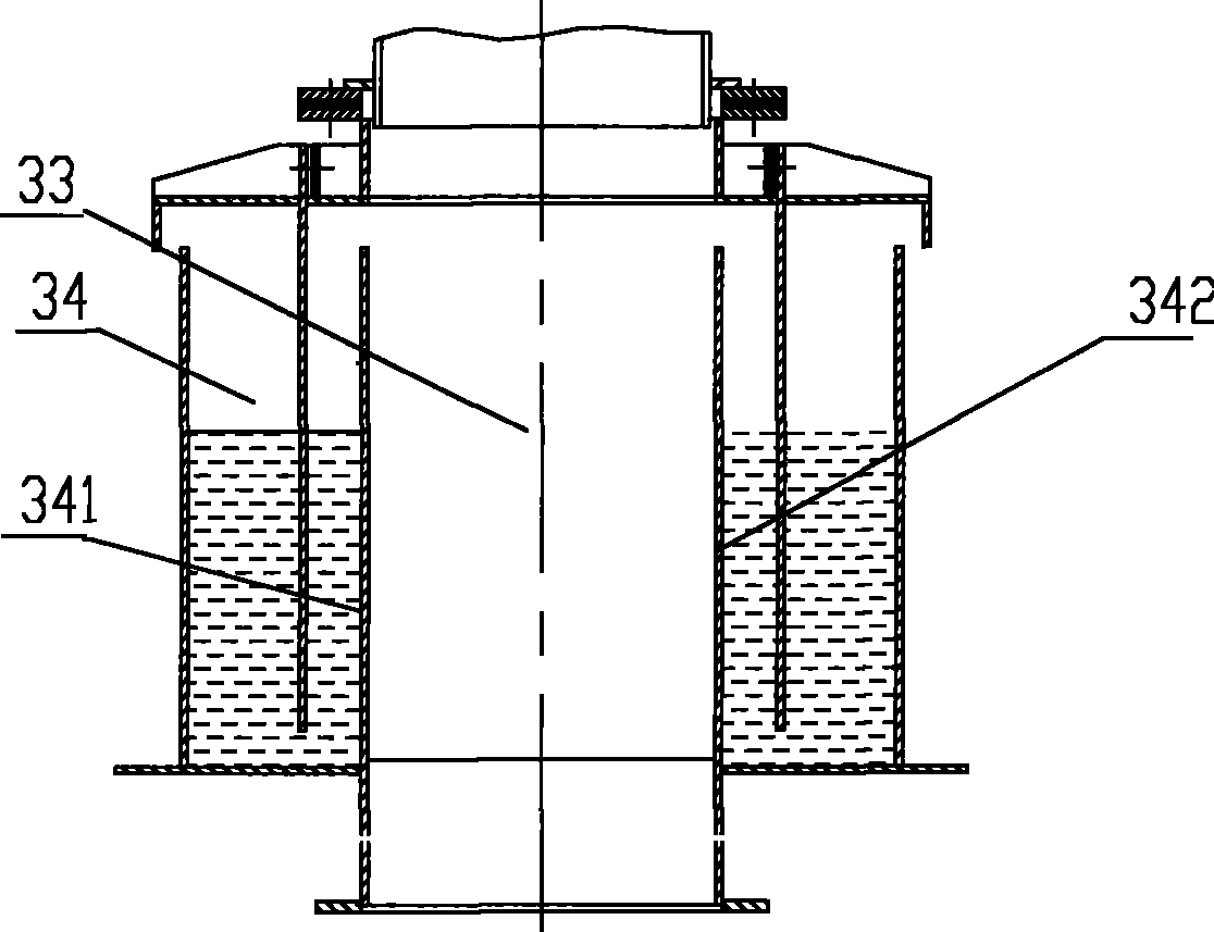 Air input system, annular air duct and annular fluid bath of circular cooler