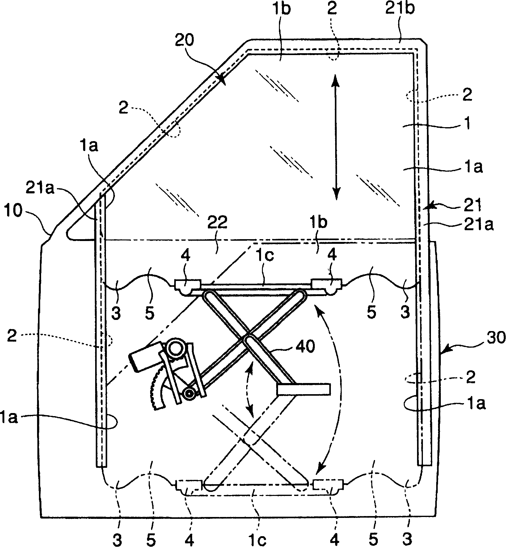 Water drop induction structure of elevating glass