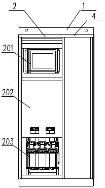 Main unit cabinet of compact power supply cabinet, assembly method thereof, and component arrangement method in the cabinet