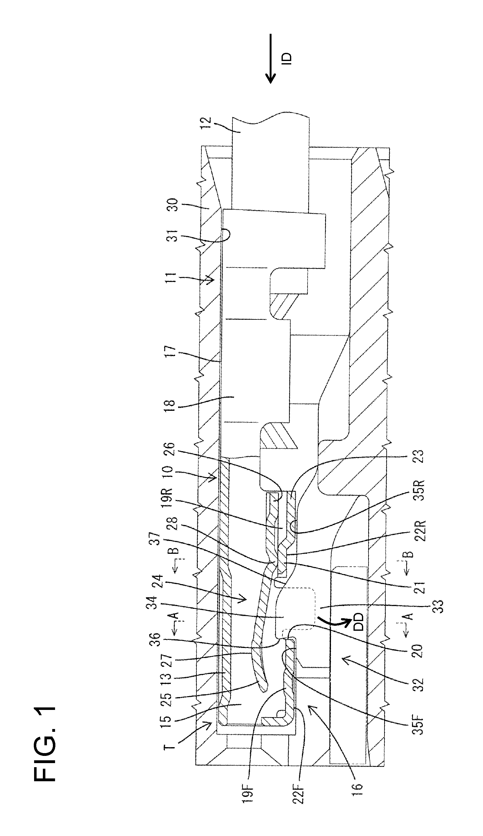 Terminal fitting and connector provided therewith