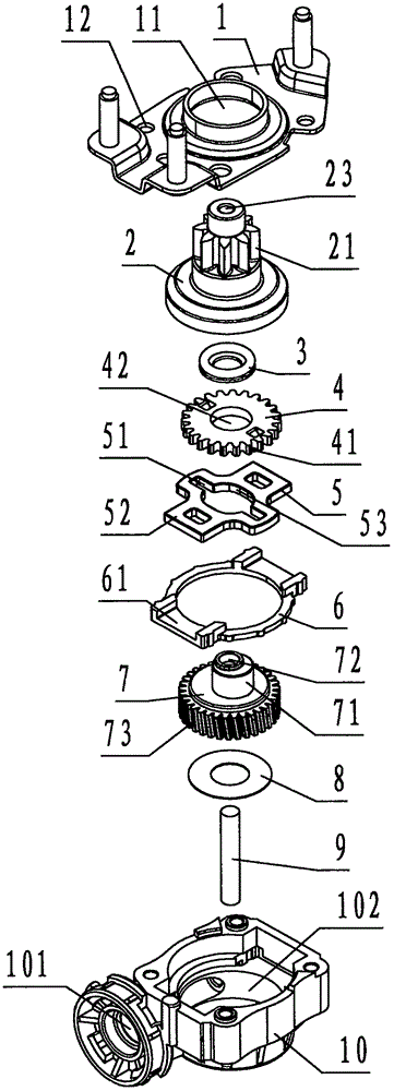 Simple large reversal resistant lifting gear reducer of automobile seat