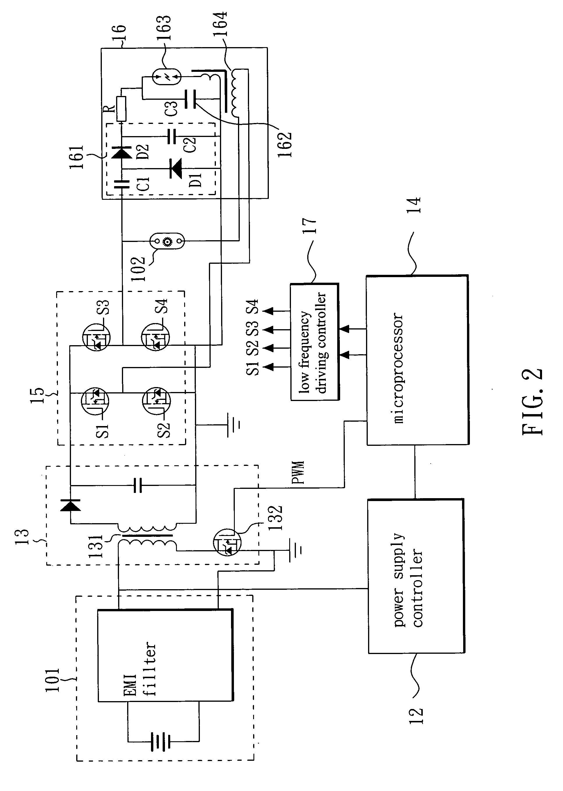 Low frequency triggered electronic ballast