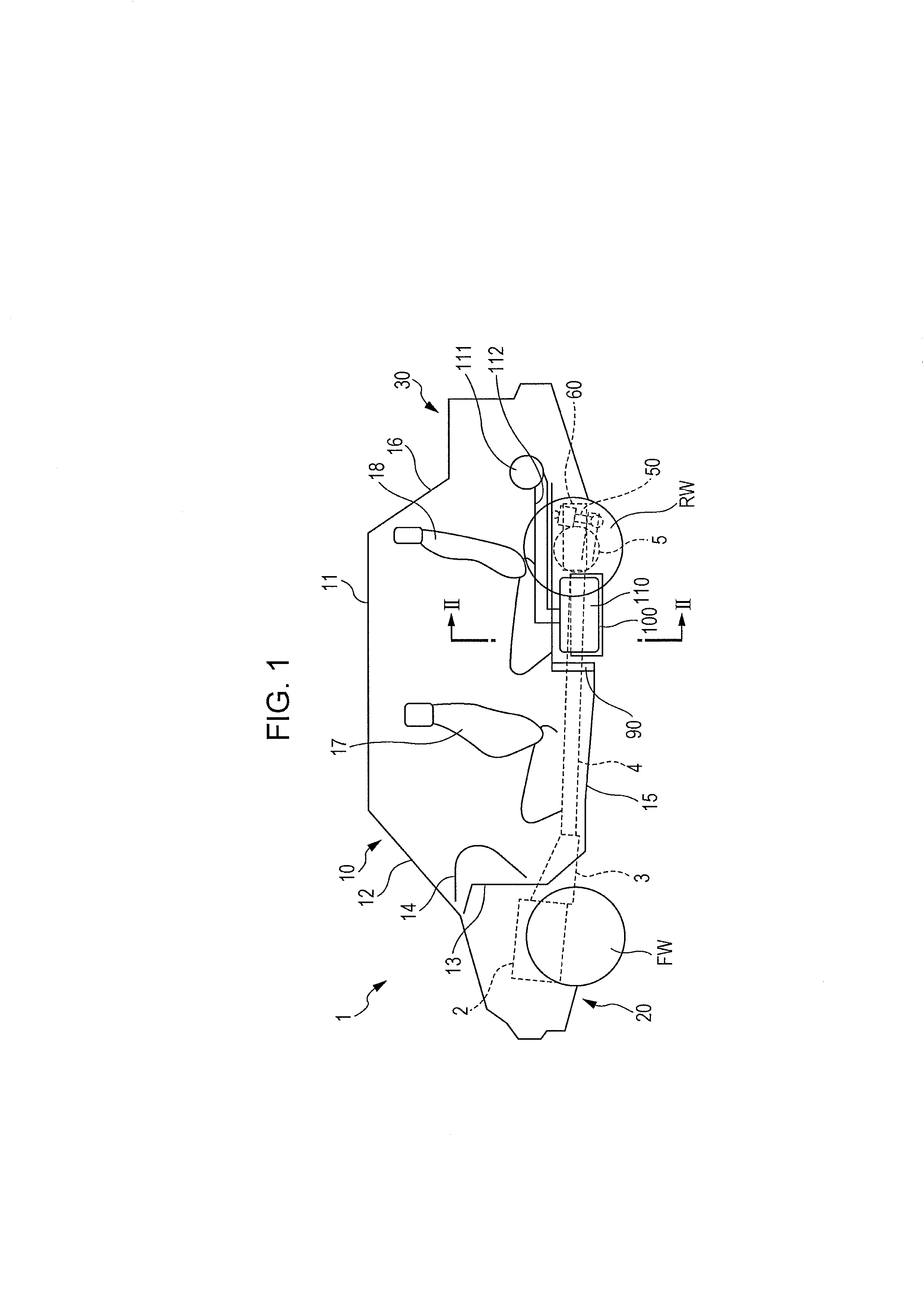 Mounting structure for battery and fuel tank of gasoline-electric hybrid vehicle