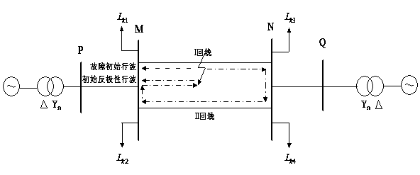 Same-tower double-power transmission circuit single-end traveling wave fault location method