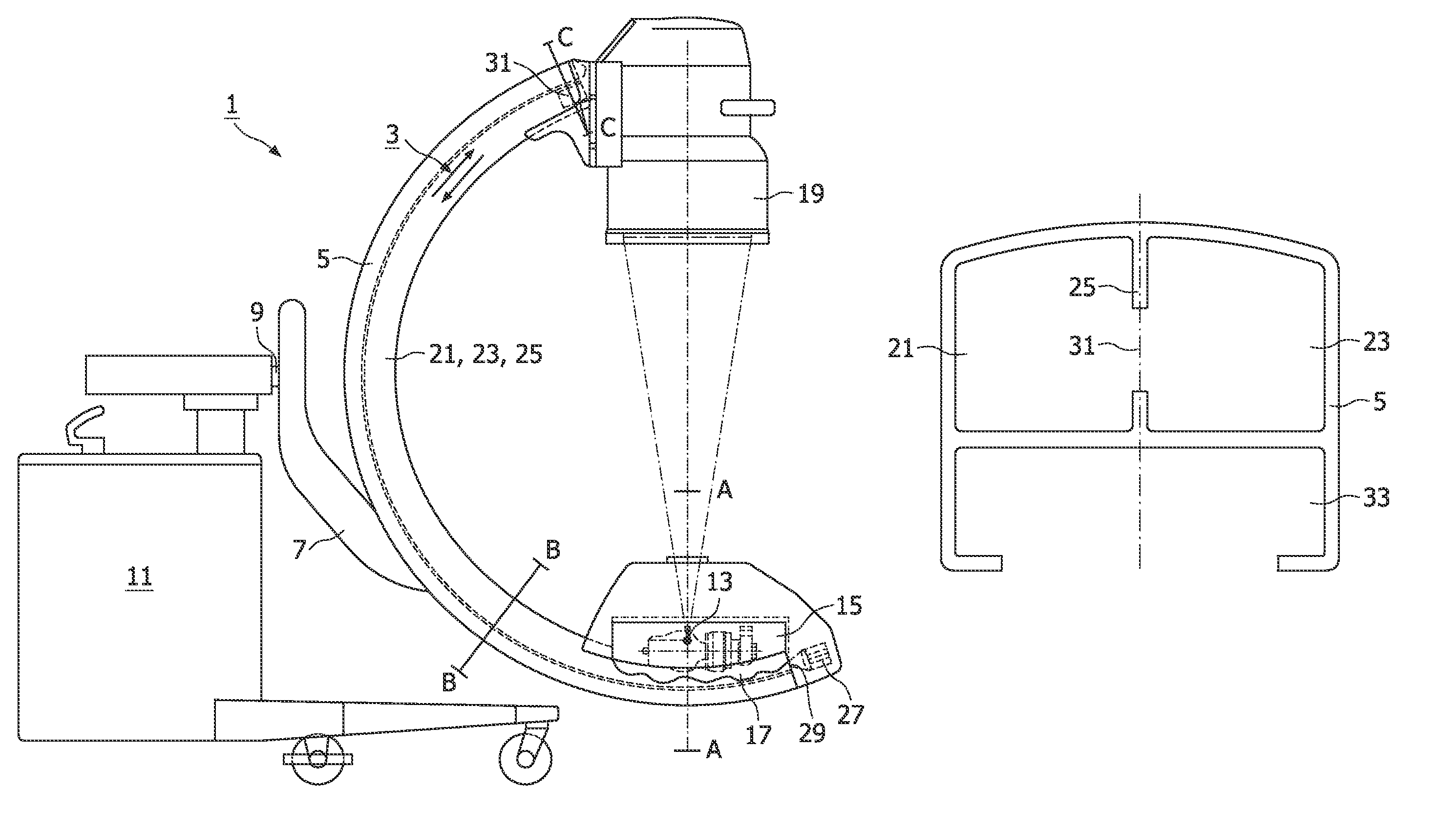 Medical diagnostic X-ray apparatus provided with a cooling device