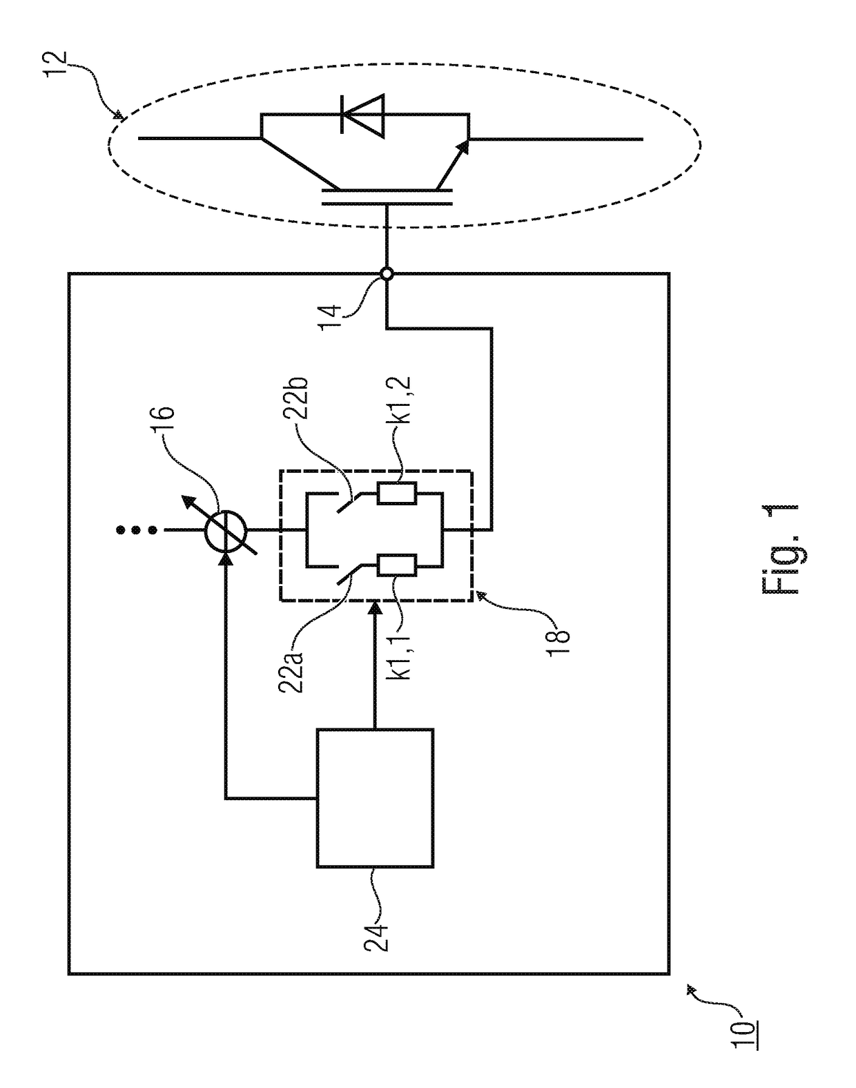 Device for switching a semiconductor-based switch and sensor for detecting a current change velocity at a semiconductor-based switch