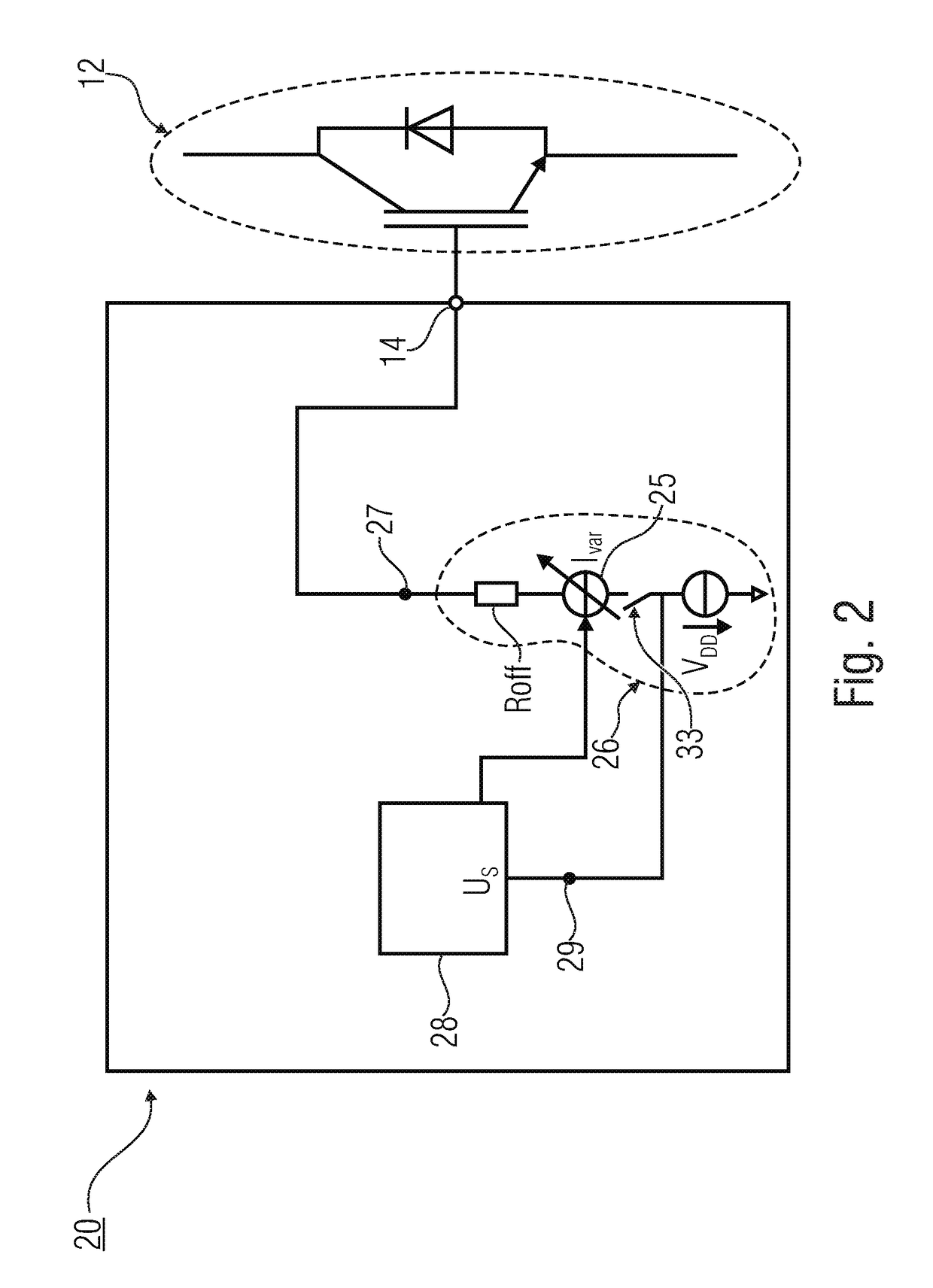 Device for switching a semiconductor-based switch and sensor for detecting a current change velocity at a semiconductor-based switch