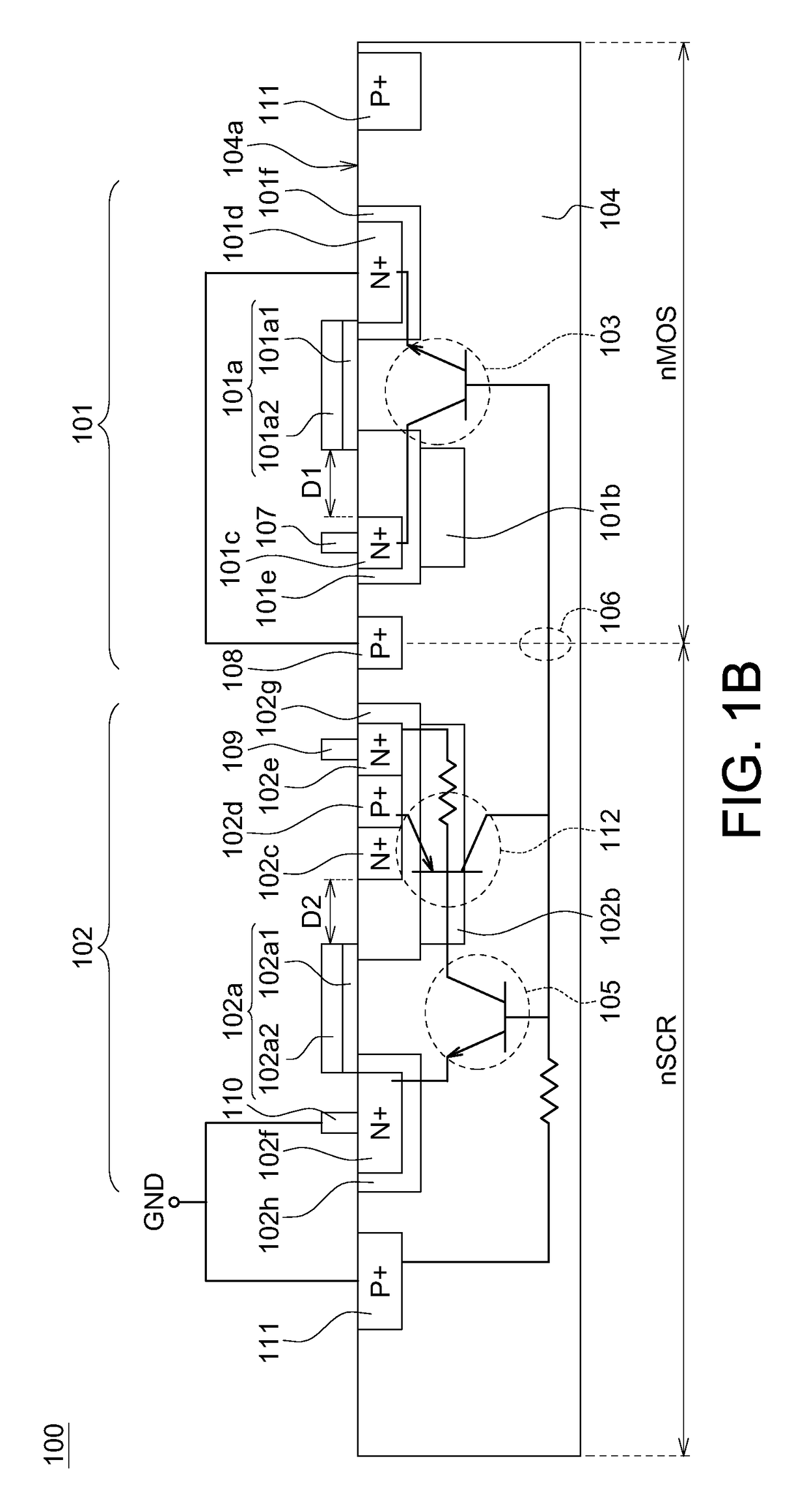 Electrostatic discharge protection device with parasitic bipolar junction transistors