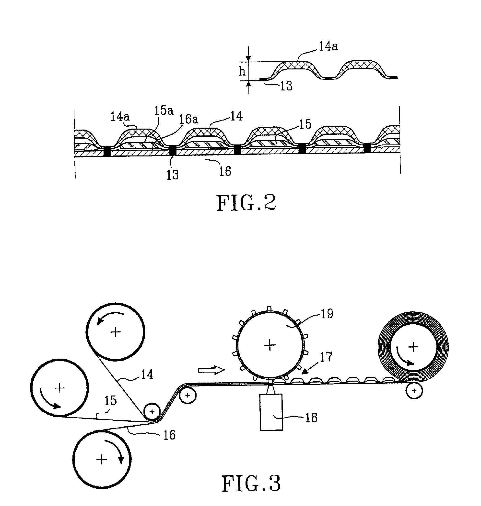 Belted absorbent article and a method of producing a laminate for use as belt material