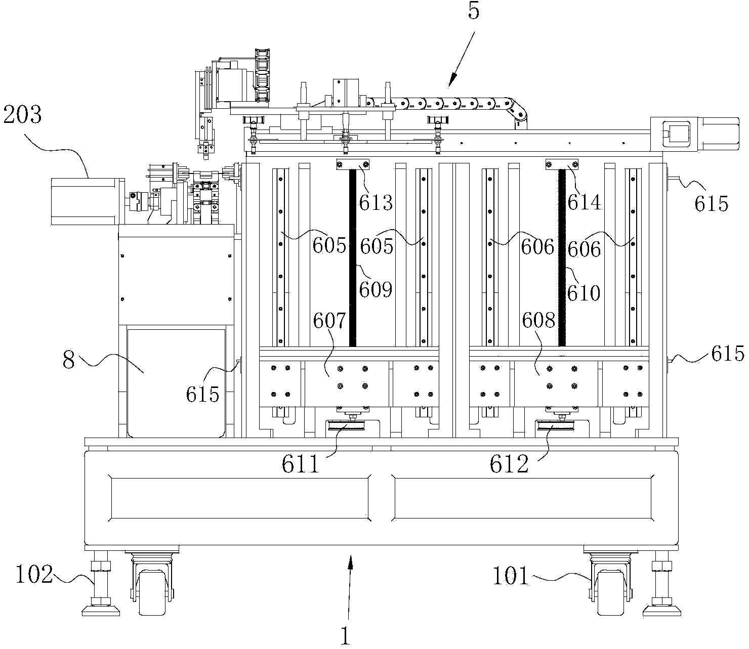 Automatic material receiving and tray assembling device of winding machine