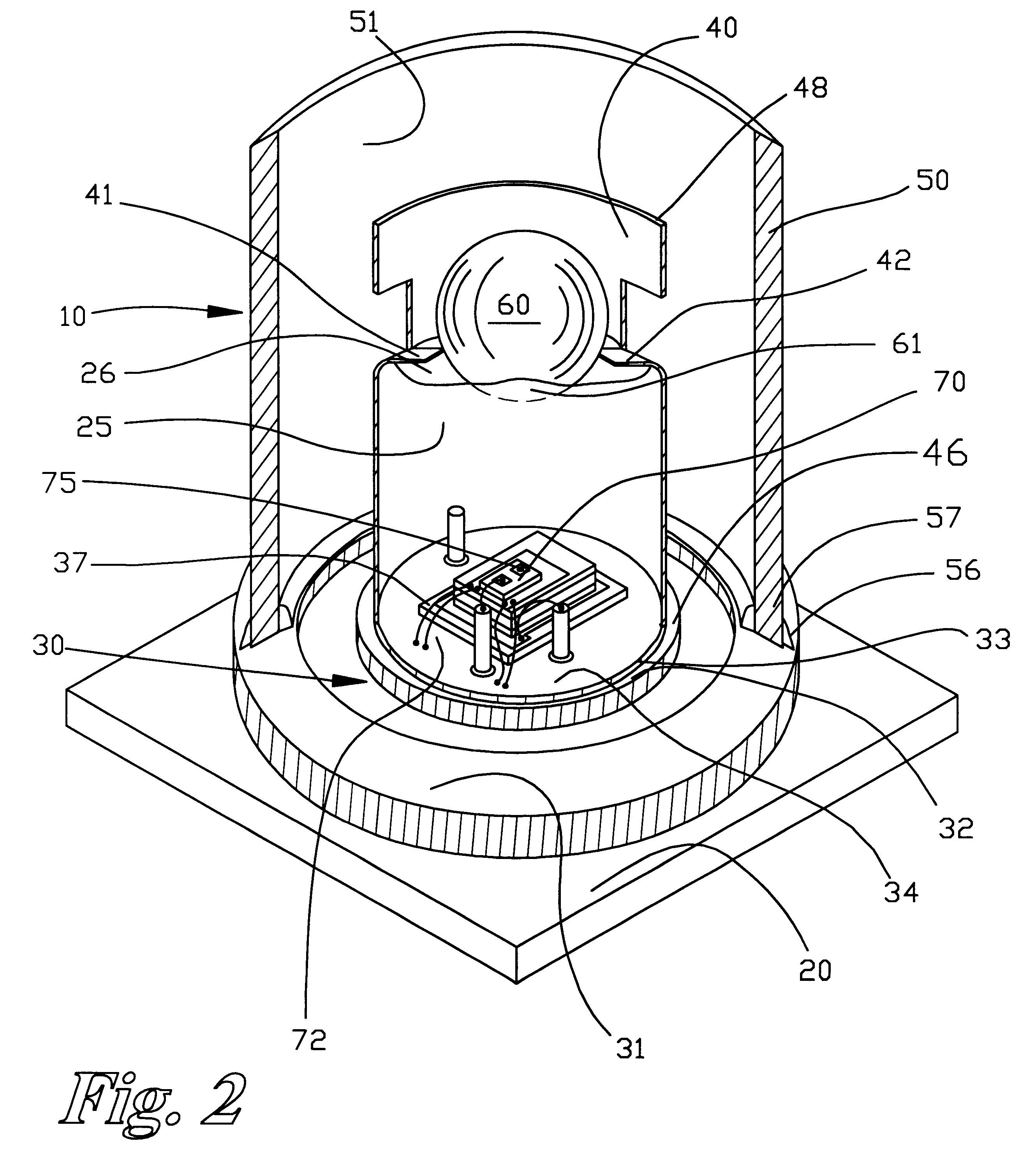 Optical package with alignment means and method of assembling an optical package