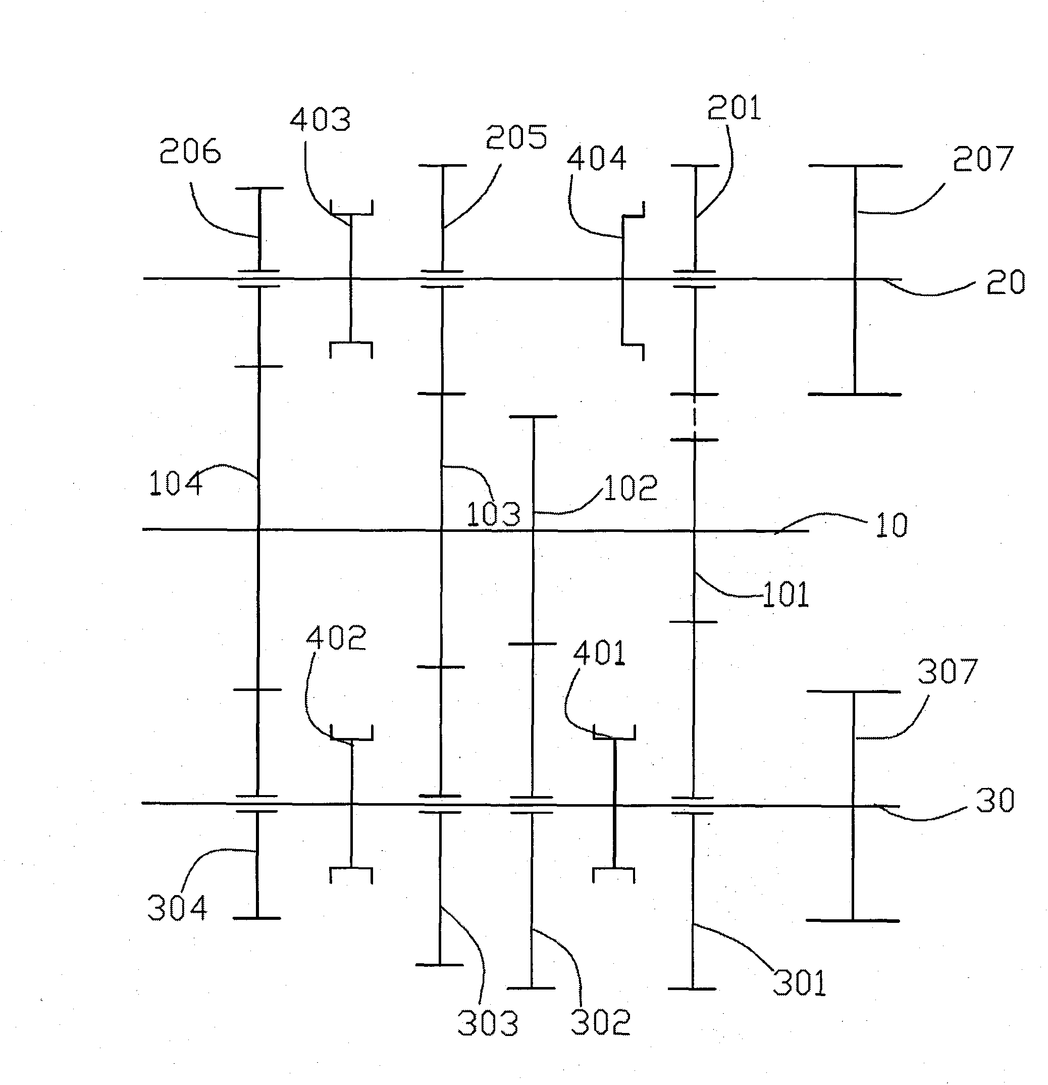 Arrangement structure of gearbox gear shaft system