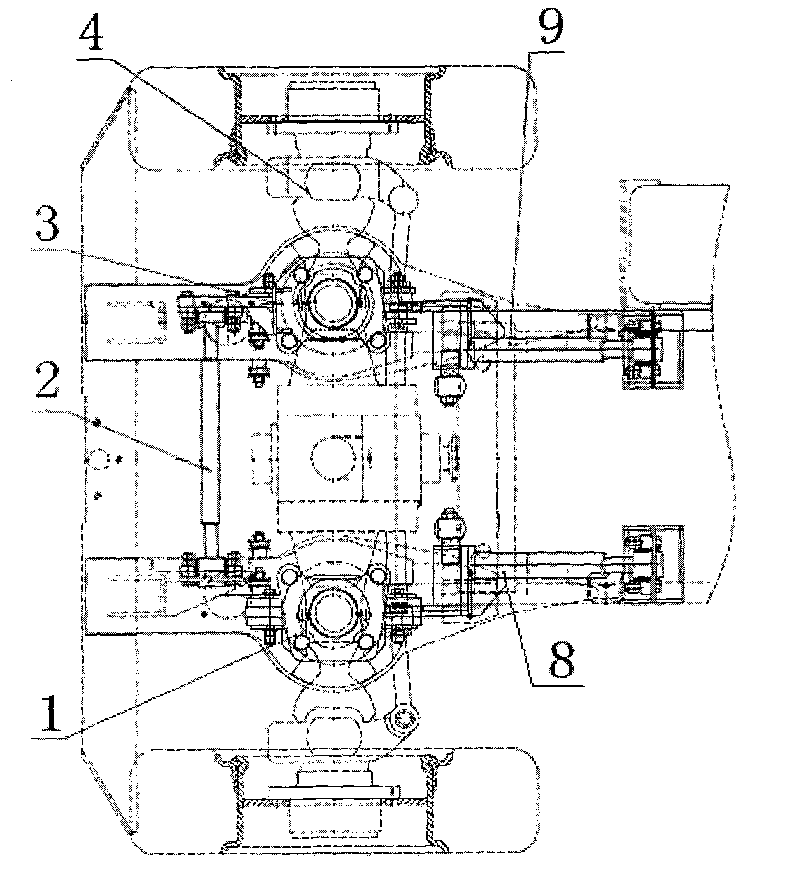 Mine anti-explosion diesel engine railless free-wheeled vehicle front axle suspension system