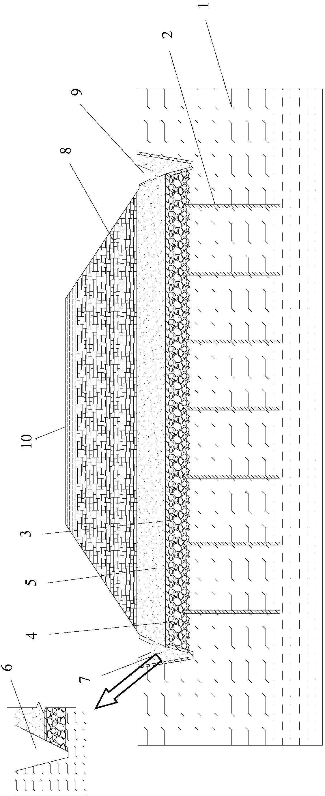 First water discharge and then sealing and blocking plate carrying type road embankment and construction method