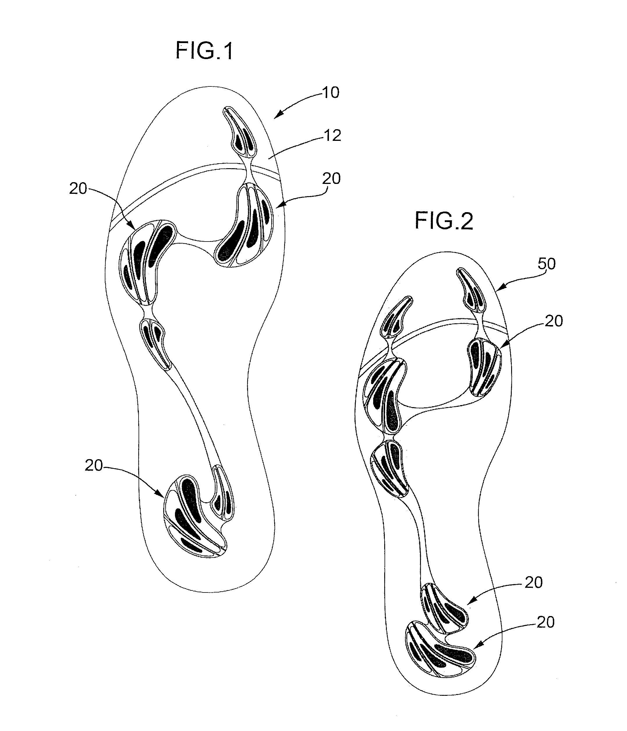 Footware with shock absorbing sole