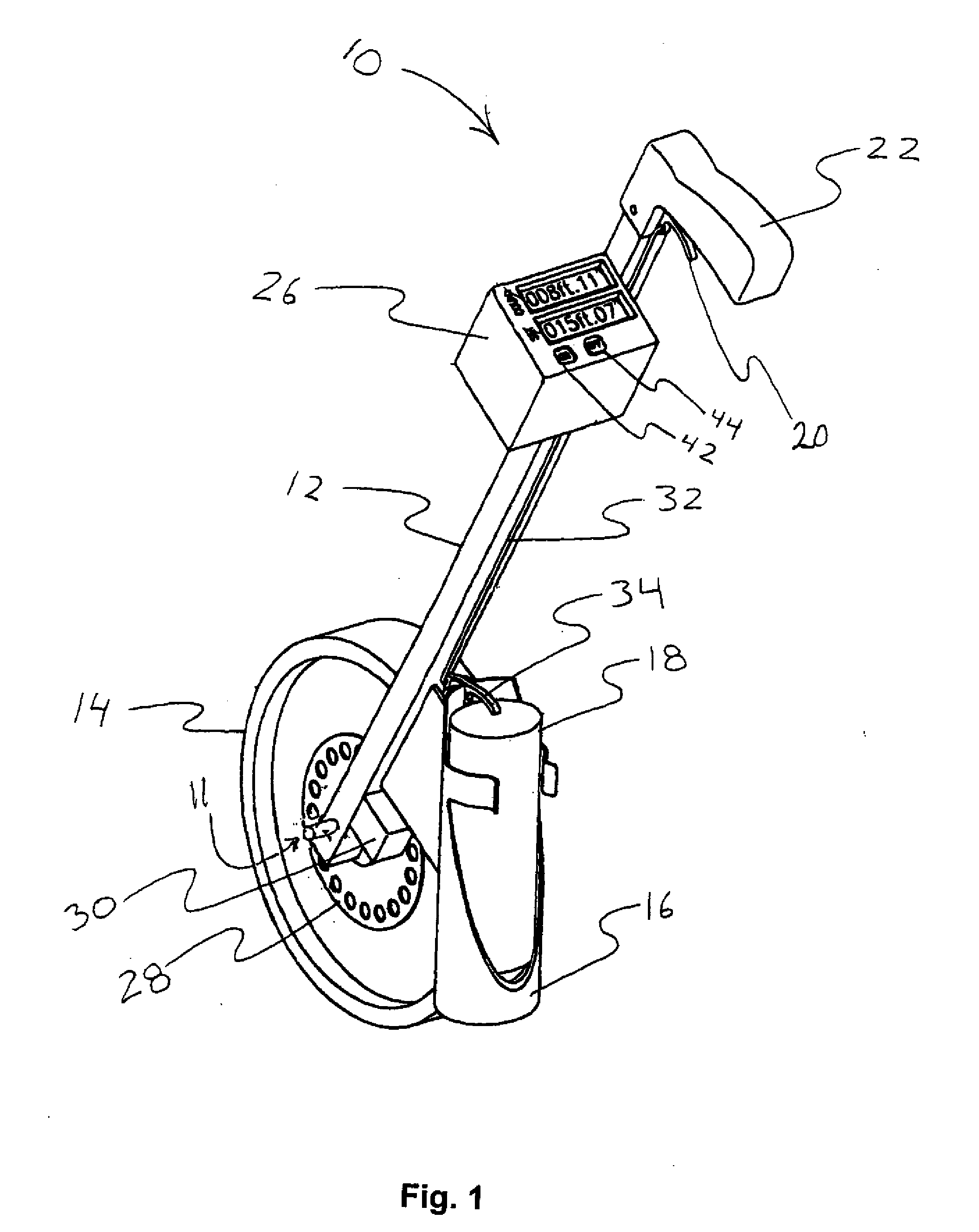Measuring roller and spray device