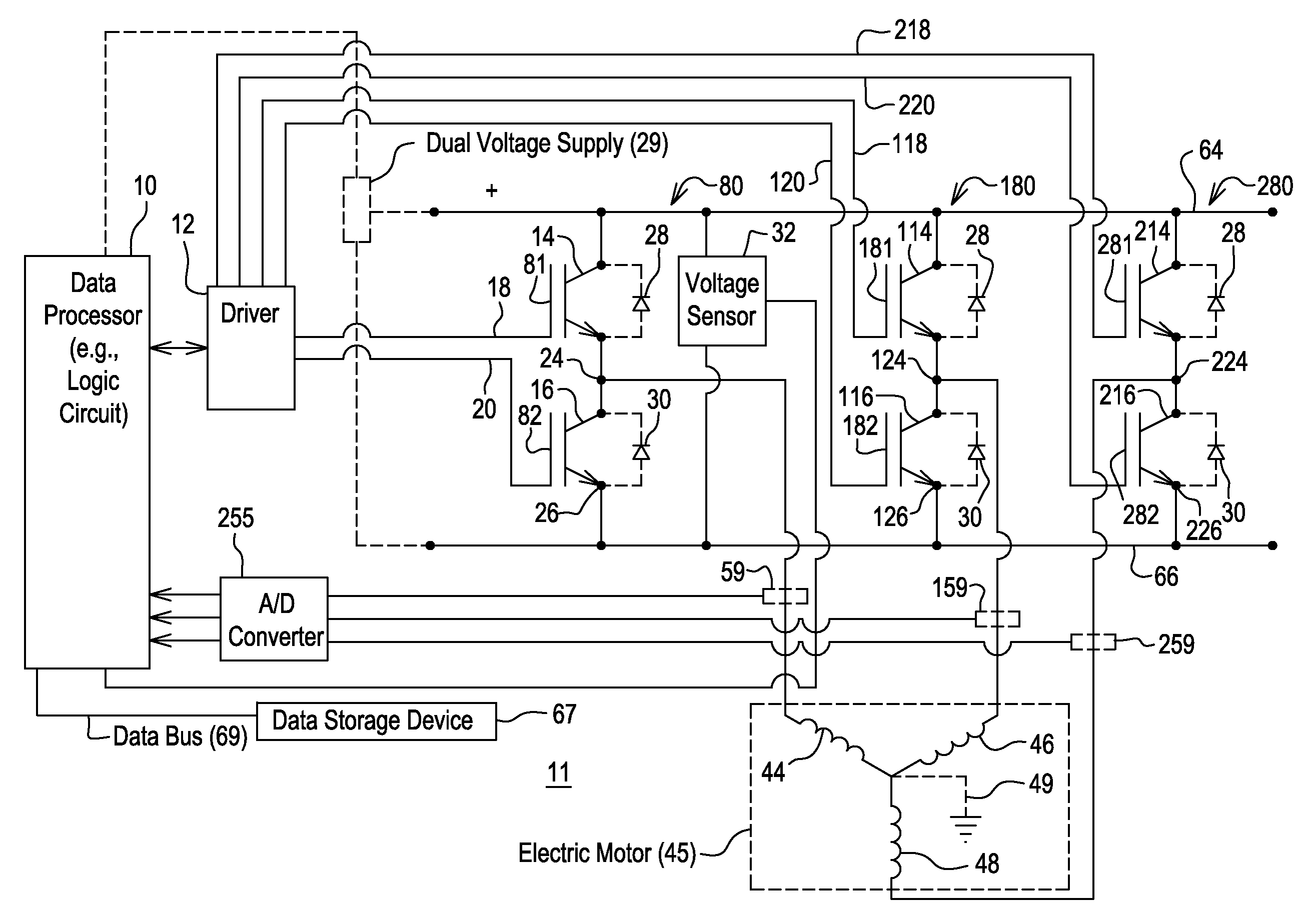 Method and controller for an electric motor with switch testing