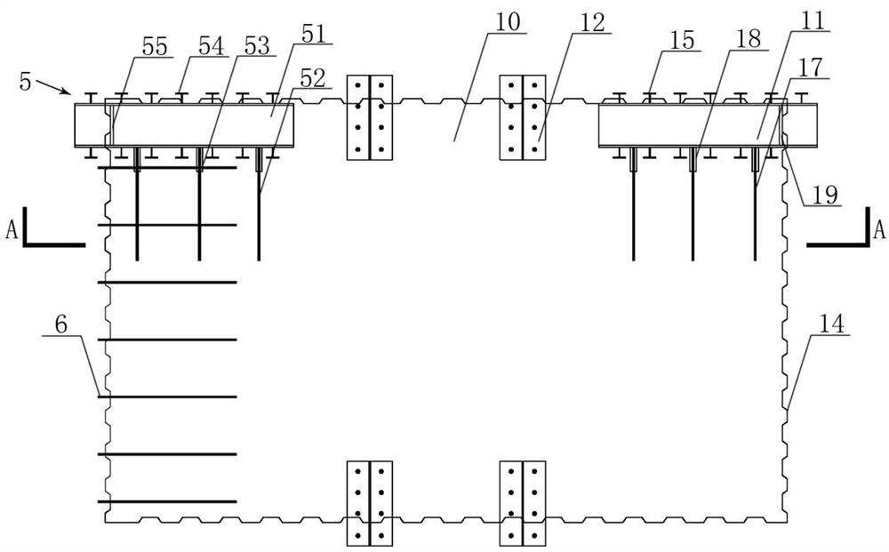 T-shaped rigid joint joint wall with embedded joint beam section and construction method thereof