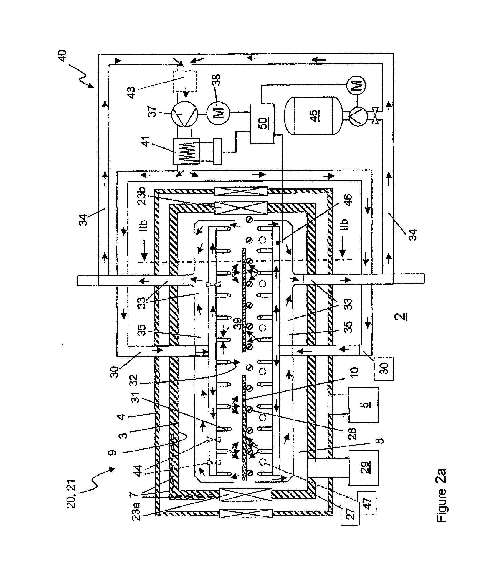 Device and treatment chamber for thermally treating substrates