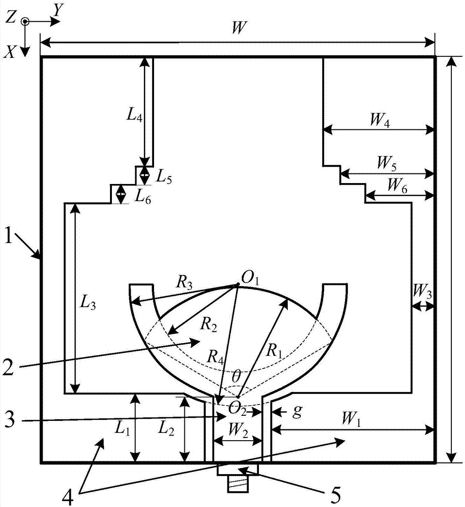 Cup-shaped ultra-wideband planar monopole antenna with ground plate of stepped open-circuit structure